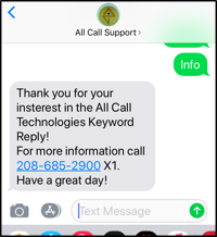 SMS Text INFO Reply