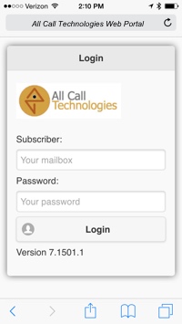 All Call Technologies Mobile Web Portal Login